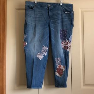 Chico’s Size 4 Cropped Patchwork Jeans